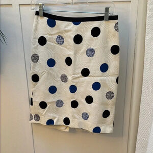Talbots 2 petite 2p Polka Dot Skirt - White and Blue fully lined
